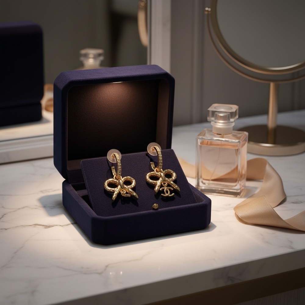 Elegant Gold Bow Earrings